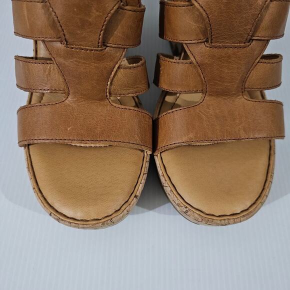 NEW Born Bernese Cage Sandal Womens 10 Brown Leather Cork Wedge Platform - Picture 5 of 14